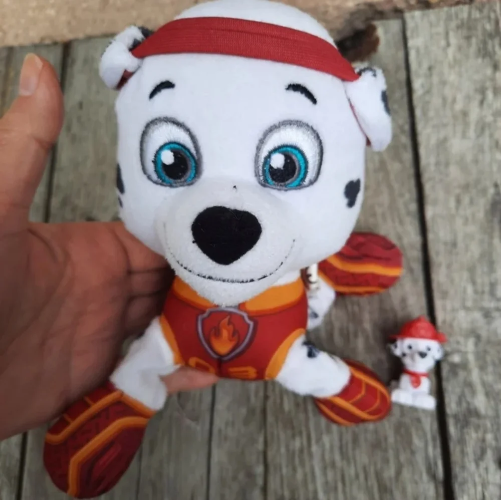 Lot 2 Paw Patrol Stuffed Animal & Plastic figurine Marshall